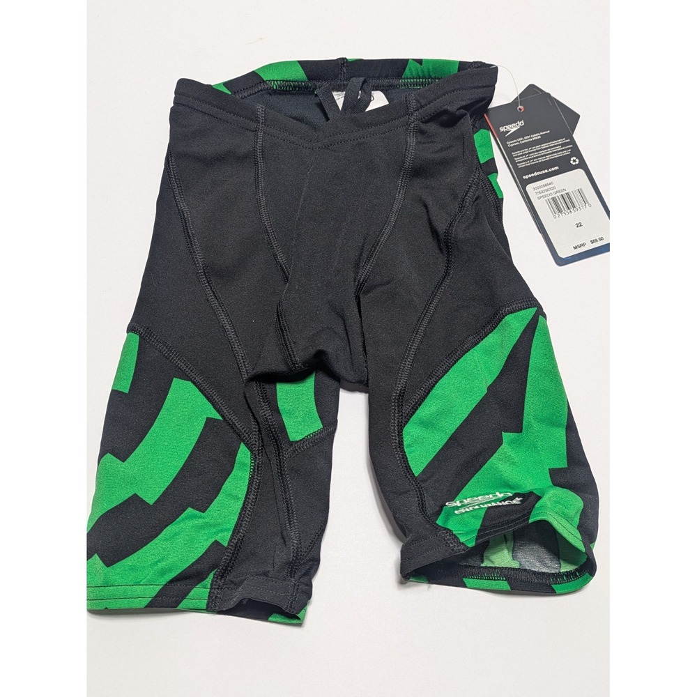 Speedo Mens Endurance+ Vortex Maze Jammer Swimsuit Green Black Size 22